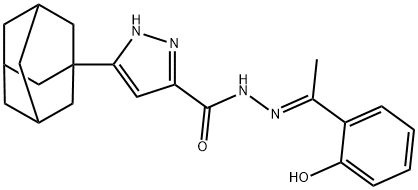 3-(1-adamantyl)-N'-[1-(2-hydroxyphenyl)ethylidene]-1H-pyrazole-5-carbohydrazide 结构式