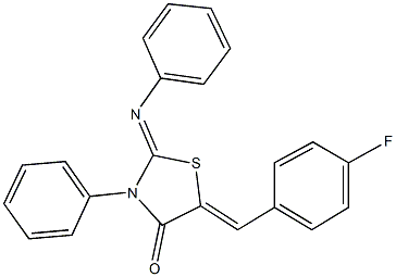 5-(4-fluorobenzylidene)-3-phenyl-2-(phenylimino)-1,3-thiazolidin-4-one 结构式