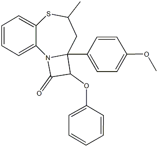 2a-(4-methoxyphenyl)-4-methyl-2-phenoxy-2,2a,3,4-tetrahydro-1H-azeto[2,1-d][1,5]benzothiazepin-1-one 结构式