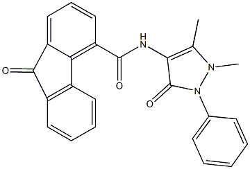 N-(1,5-dimethyl-3-oxo-2-phenyl-2,3-dihydro-1H-pyrazol-4-yl)-9-oxo-9H-fluorene-4-carboxamide 结构式