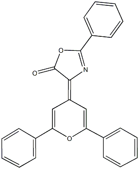 4-(2,6-diphenyl-4H-pyran-4-ylidene)-2-phenyl-1,3-oxazol-5(4H)-one 结构式