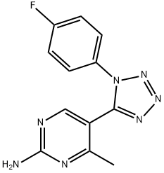 5-[1-(4-fluorophenyl)-1H-tetraazol-5-yl]-4-methyl-2-pyrimidinylamine 结构式