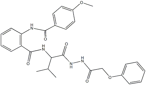 2-[(4-methoxybenzoyl)amino]-N-(2-methyl-1-{[2-(phenoxyacetyl)hydrazino]carbonyl}propyl)benzamide 结构式