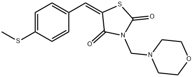 5-[4-(methylsulfanyl)benzylidene]-3-(4-morpholinylmethyl)-1,3-thiazolidine-2,4-dione 结构式