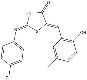2-[(4-chlorophenyl)imino]-5-(2-hydroxy-5-methylbenzylidene)-1,3-thiazolidin-4-one 结构式