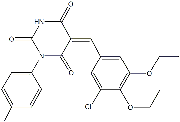 5-(3-chloro-4,5-diethoxybenzylidene)-1-(4-methylphenyl)-2,4,6(1H,3H,5H)-pyrimidinetrione 结构式