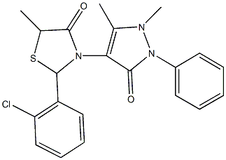 2-(2-chlorophenyl)-3-(1,5-dimethyl-3-oxo-2-phenyl-2,3-dihydro-1H-pyrazol-4-yl)-5-methyl-1,3-thiazolidin-4-one 结构式