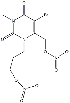 5-bromo-6-({nitrooxy}methyl)-1-(3-{nitrooxy}propyl)-3-methyl-2,4(1H,3H)-pyrimidinedione 结构式