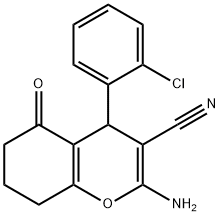 2-amino-4-(2-chlorophenyl)-5-oxo-5,6,7,8-tetrahydro-4H-chromene-3-carbonitrile 结构式