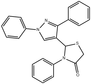 2-(1,3-diphenyl-1H-pyrazol-4-yl)-3-phenyl-1,3-thiazolidin-4-one 结构式