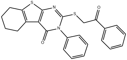 2-[(2-oxo-2-phenylethyl)sulfanyl]-3-phenyl-5,6,7,8-tetrahydro[1]benzothieno[2,3-d]pyrimidin-4(3H)-one 结构式