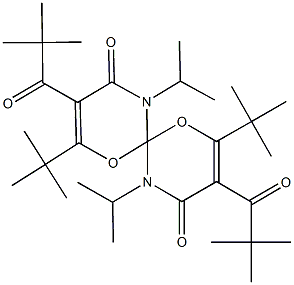 2,8-ditert-butyl-3,9-bis(2,2-dimethylpropanoyl)-5,11-diisopropyl-1,7-dioxa-5,11-diazaspiro[5.5]undeca-2,8-diene-4,10-dione 结构式