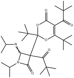 3-[2,6-ditert-butyl-5-(2,2-dimethylpropanoyl)-4-oxo-4H-1,3-dioxin-2-yl]-3-(2,2-dimethylpropanoyl)-1-isopropyl-4-(isopropylimino)-2-azetidinone 结构式