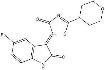 5-bromo-3-(2-(4-morpholinyl)-4-oxo-1,3-thiazol-5(4H)-ylidene)-1,3-dihydro-2H-indol-2-one 结构式