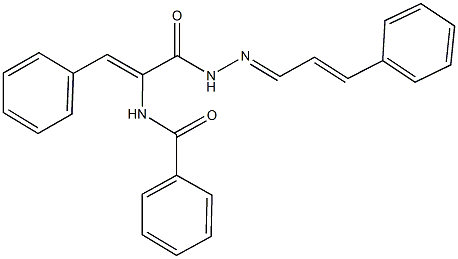 N-(2-phenyl-1-{[2-(3-phenyl-2-propenylidene)hydrazino]carbonyl}vinyl)benzamide 结构式