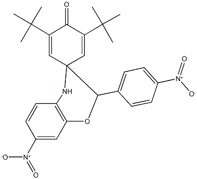 2',6'-ditert-butyl-7-nitro-2-(4-nitrophenyl)-3,4-dihydrospiro(2H-[1,4]benzoxazine-3,4'-[2,5]cyclohexadiene)-1'-one 结构式