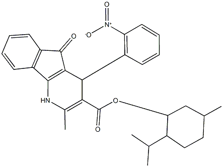 2-isopropyl-5-methylcyclohexyl 4-{2-nitrophenyl}-2-methyl-5-oxo-4,5-dihydro-1H-indeno[1,2-b]pyridine-3-carboxylate 结构式