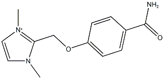 2-{[4-(aminocarbonyl)phenoxy]methyl}-1,3-dimethyl-1H-imidazol-3-ium 结构式