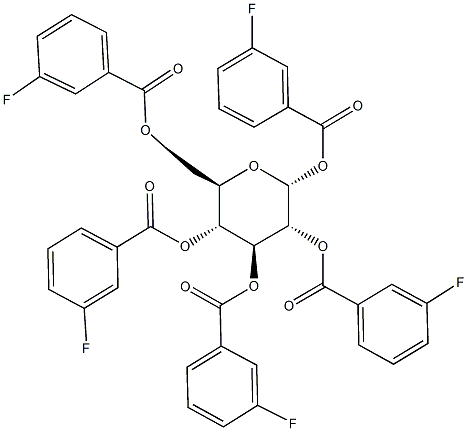 1,2,3,4,6-pentakis-O-(3-fluorobenzoyl)hexopyranose 结构式