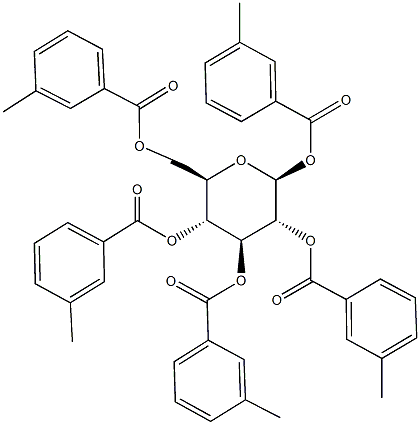 1,2,3,4,6-pentakis-O-(3-methylbenzoyl)hexopyranose 结构式