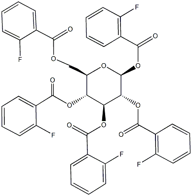 1,2,3,4,6-pentakis-O-(2-fluorobenzoyl)hexopyranose 结构式