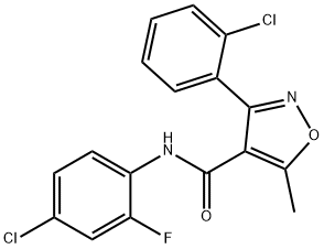 N-(4-chloro-2-fluorophenyl)-3-(2-chlorophenyl)-5-methyl-4-isoxazolecarboxamide 结构式