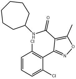 N-cycloheptyl-3-(2,6-dichlorophenyl)-5-methyl-4-isoxazolecarboxamide 结构式