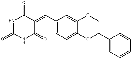 5-[4-(benzyloxy)-3-methoxybenzylidene]-2,4,6(1H,3H,5H)-pyrimidinetrione 结构式