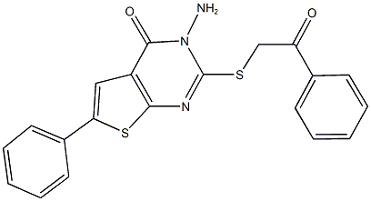 3-amino-2-[(2-oxo-2-phenylethyl)sulfanyl]-6-phenylthieno[2,3-d]pyrimidin-4(3H)-one 结构式