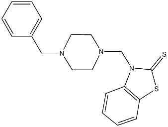 3-[(4-benzyl-1-piperazinyl)methyl]-1,3-benzothiazole-2(3H)-thione 结构式