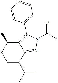 2-acetyl-7-isopropyl-4-methyl-3-phenyl-4,5,6,7-tetrahydro-2H-indazole 结构式