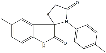 1',3'-dihydro-3-(4-methylphenyl)-5'-methyl-spiro[1,3-thiazolidine-2,3'-(2'H)-indole]-2',4-dione 结构式