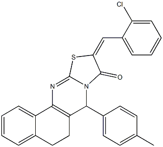 10-(2-chlorobenzylidene)-7-(4-methylphenyl)-5,7-dihydro-6H-benzo[h][1,3]thiazolo[2,3-b]quinazolin-9(10H)-one 结构式