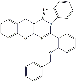 7-[2-(benzyloxy)phenyl]-14H-chromeno[2',3':4,5]pyrimido[1,6-a]benzimidazole 结构式