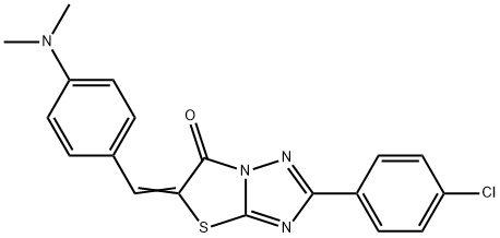 2-(4-chlorophenyl)-5-[4-(dimethylamino)benzylidene][1,3]thiazolo[3,2-b][1,2,4]triazol-6(5H)-one 结构式