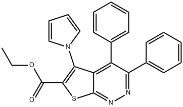 ethyl 3,4-diphenyl-5-(1H-pyrrol-1-yl)thieno[2,3-c]pyridazine-6-carboxylate 结构式