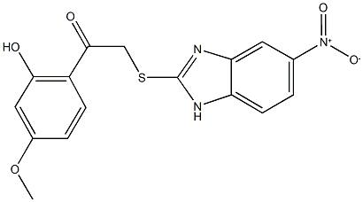 1-(2-hydroxy-4-methoxyphenyl)-2-({5-nitro-1H-benzimidazol-2-yl}sulfanyl)ethanone 结构式