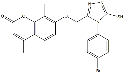 7-{[4-(4-bromophenyl)-5-sulfanyl-4H-1,2,4-triazol-3-yl]methoxy}-4,8-dimethyl-2H-chromen-2-one 结构式