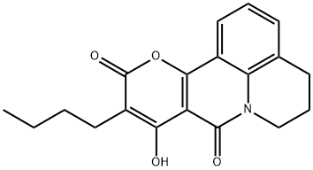 10-butyl-9-hydroxy-5,6-dihydro-4H,8H,11H-pyrano[3,2-c]pyrido[3,2,1-ij]quinoline-8,11-dione 结构式