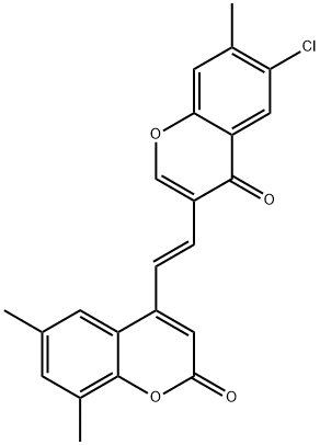 4-[2-(6-chloro-7-methyl-4-oxo-4H-chromen-3-yl)vinyl]-6,8-dimethyl-2H-chromen-2-one 结构式