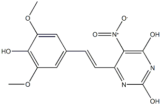 6-[2-(4-hydroxy-3,5-dimethoxyphenyl)vinyl]-5-nitro-2,4-pyrimidinediol 结构式
