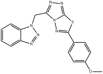4-[3-(1H-1,2,3-benzotriazol-1-ylmethyl)[1,2,4]triazolo[3,4-b][1,3,4]thiadiazol-6-yl]phenyl methyl ether 结构式