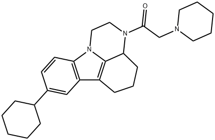 8-cyclohexyl-3-(1-piperidinylacetyl)-2,3,3a,4,5,6-hexahydro-1H-pyrazino[3,2,1-jk]carbazole 结构式