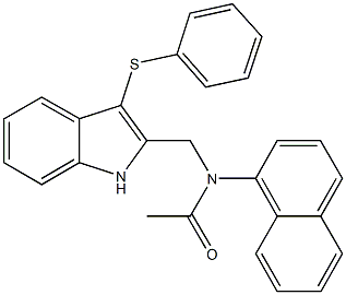 N-(1-naphthyl)-N-{[3-(phenylsulfanyl)-1H-indol-2-yl]methyl}acetamide 结构式