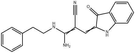 3-amino-2-[(3-oxo-1,3-dihydro-2H-indol-2-ylidene)methyl]-3-[(2-phenylethyl)amino]acrylonitrile 结构式