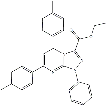 ethyl 5,7-bis(4-methylphenyl)-1-phenyl-1,5-dihydro[1,2,4]triazolo[4,3-a]pyrimidine-3-carboxylate 结构式