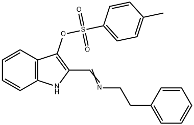 2-{[(2-phenylethyl)imino]methyl}-1H-indol-3-yl 4-methylbenzenesulfonate 结构式