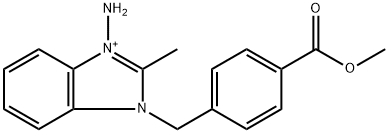 1-amino-3-[4-(methoxycarbonyl)benzyl]-2-methyl-3H-benzimidazol-1-ium 结构式