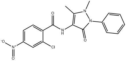 2-chloro-N-(1,5-dimethyl-3-oxo-2-phenyl-2,3-dihydro-1H-pyrazol-4-yl)-4-nitrobenzamide 结构式
