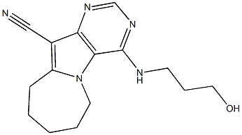 4-[(3-hydroxypropyl)amino]-7,8,9,10-tetrahydro-6H-pyrimido[4',5':4,5]pyrrolo[1,2-a]azepine-11-carbonitrile 结构式